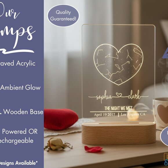 Custom Couples Star Map Night Light | Romantic Date & Location Gift for Her - Picture 3 of 8